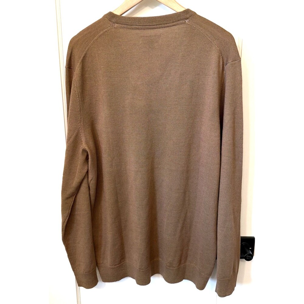 NWT Club Room Men's Solid V Neck Merino Wool Blend Fawn Sweater XL Preppy $75 - Picture 6 of 16